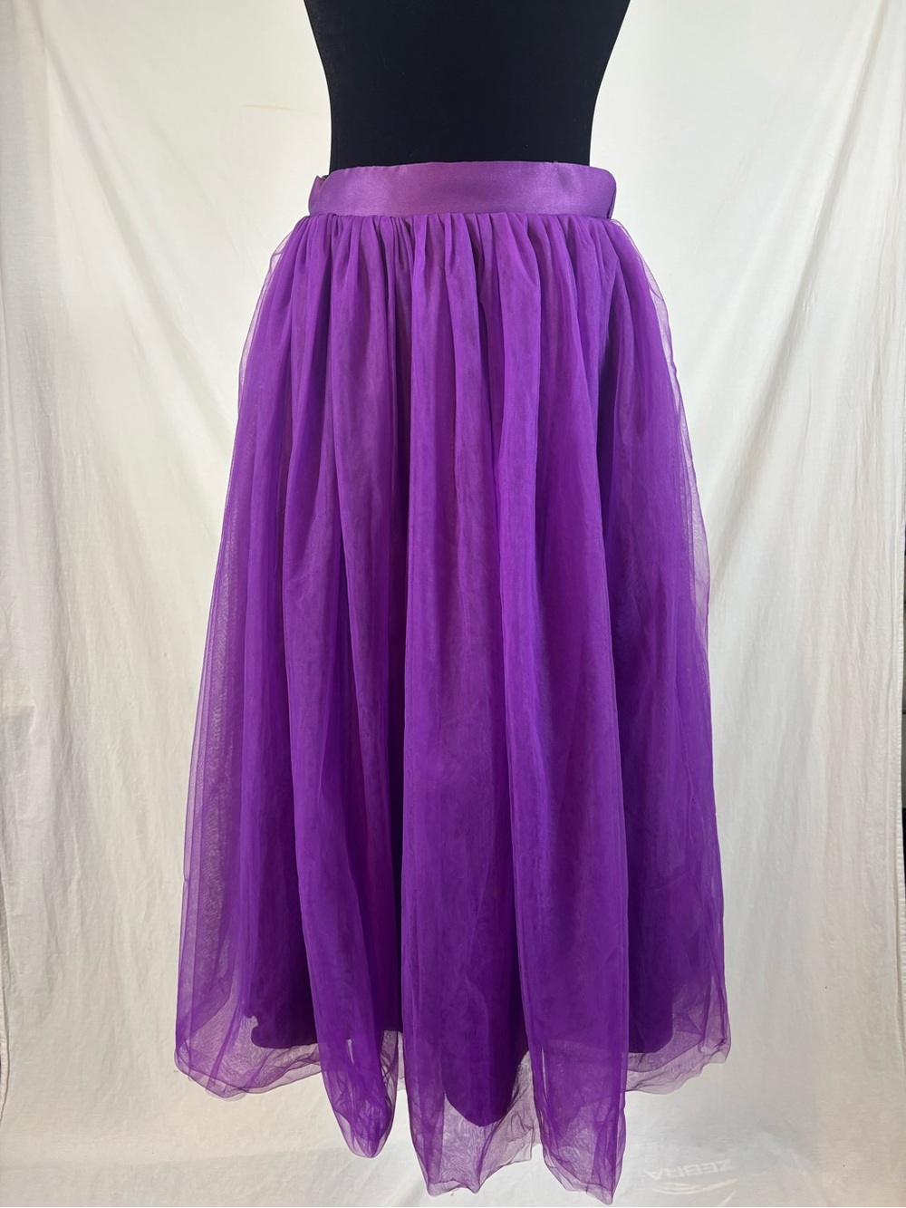 Upcycled Purple Tulle Maxi Skirt Satin Bow Fairycore Balletcore OOAK Medium